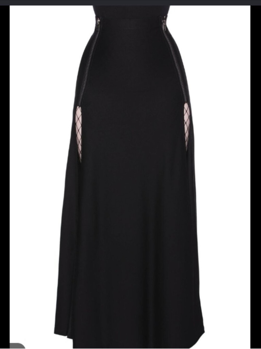 Killstar Armageddon Maxi Skirt Double Slits Exposed Zippers Black L